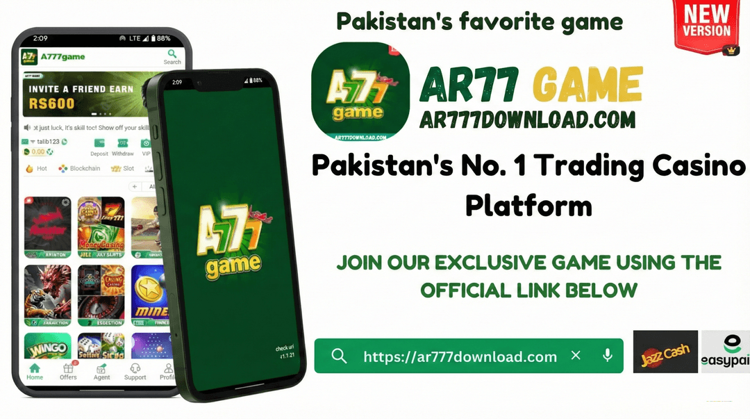 AR777 download information screen mockup on a smartphone with security and warning icons